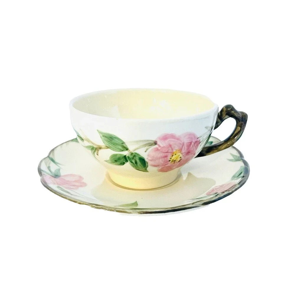 Franciscan Desert Rose Tea Cup & Saucer USA Pink Floral Vintage Replacement